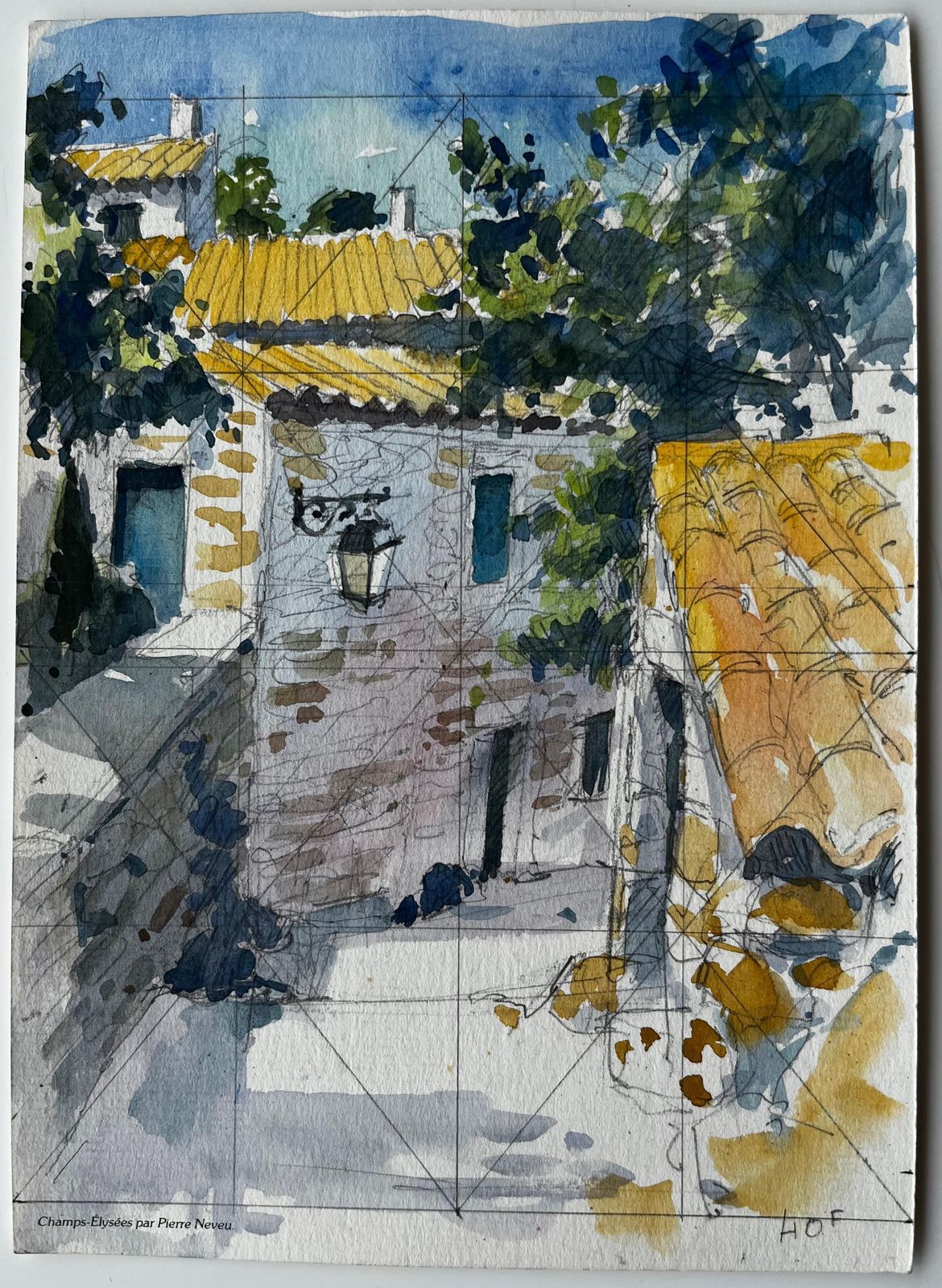 Pierre Neveuprovence Sunlit Stone Houses And Yellow Tiled Rooftops French Village Study photo furniture