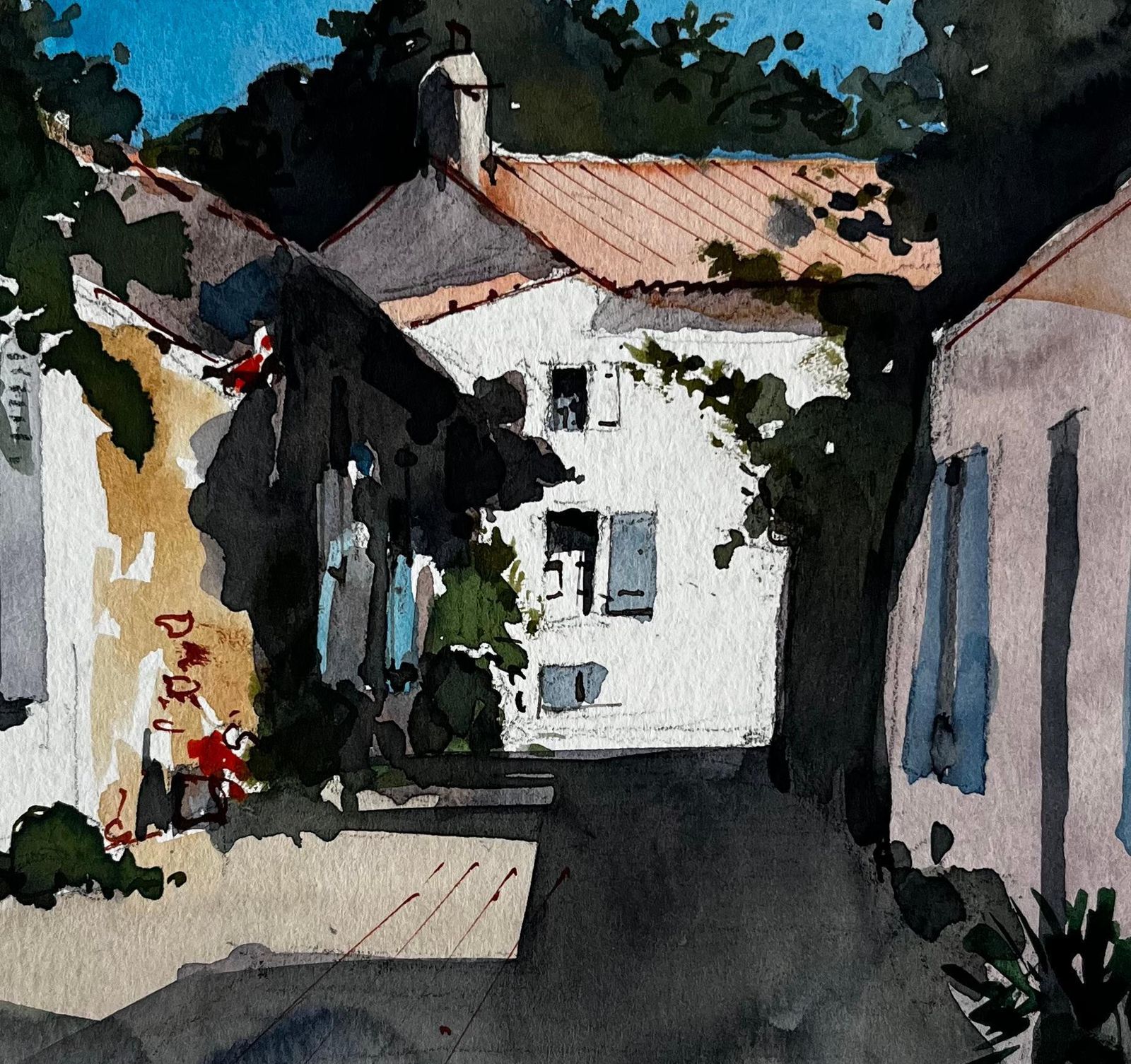 Pierre Neveusunlit Street And Whitewashed Houses In Noirmoutier French Coastal Village Study photo buy