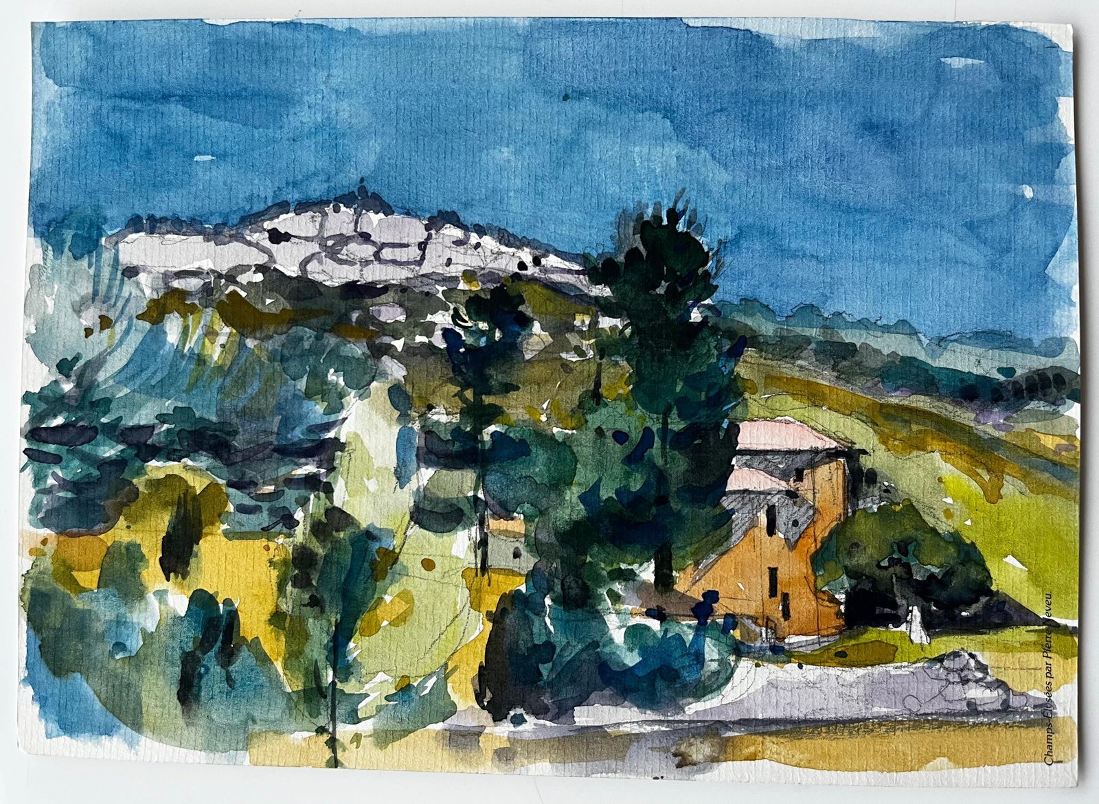 Pierre Neveuprovence Hillside Landscape With Farmhouse And Distant Ridge French Countryside photo furniture