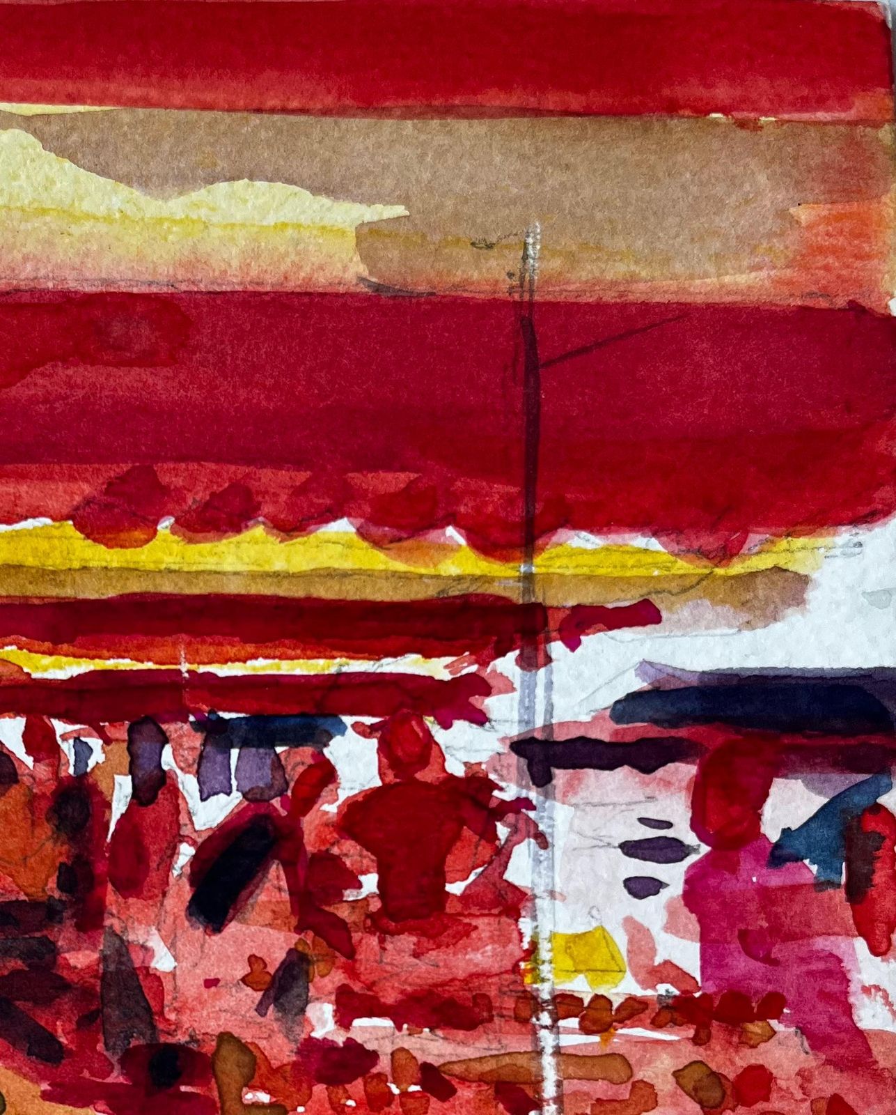 Pierre Neveuprovençal Market Scene Under Red And Yellow Awnings French Riviera Study photo Art