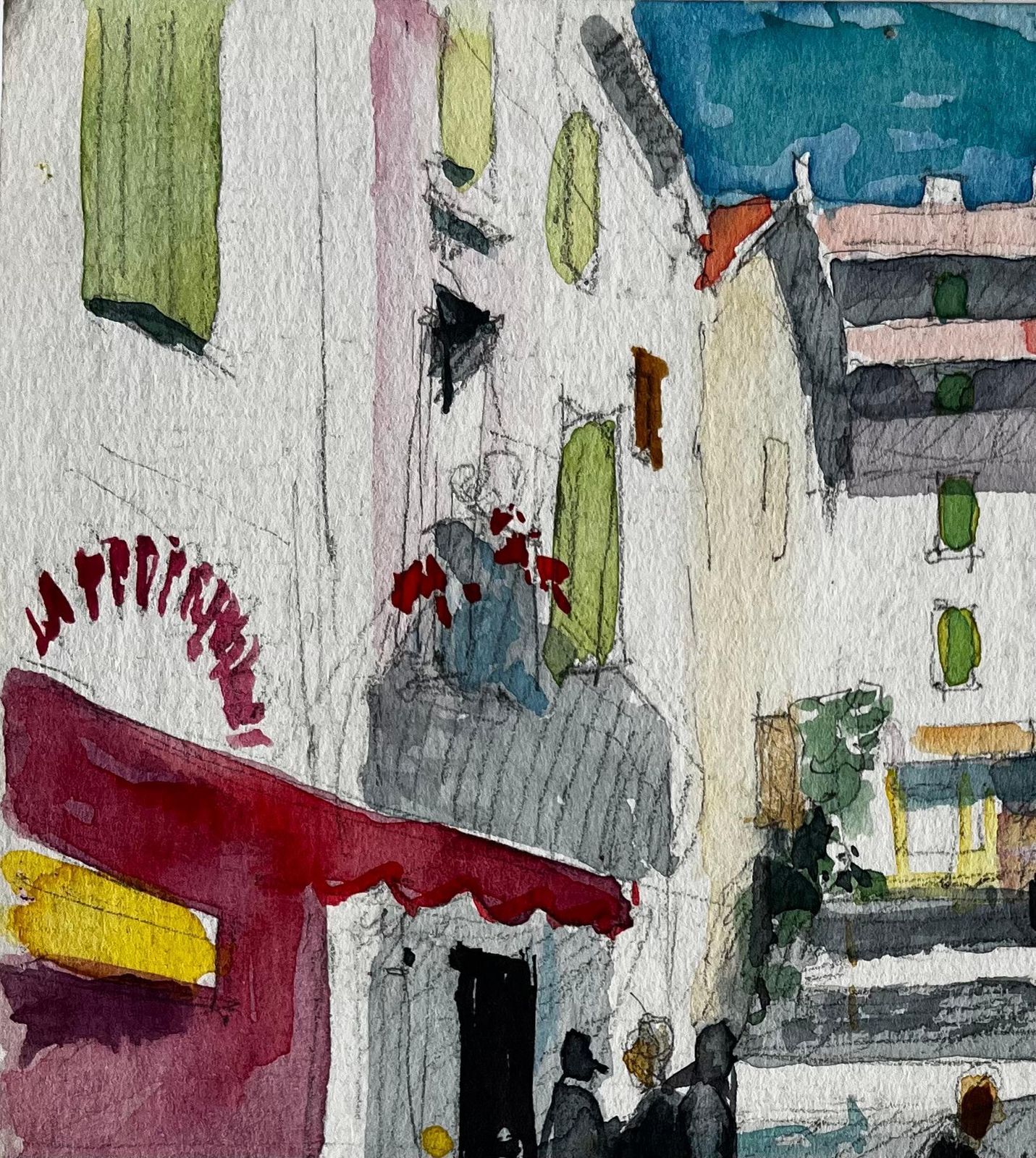 Pierre Neveufrench Village Street Scene With Café And Market Stall Provençal Study photo 443.0