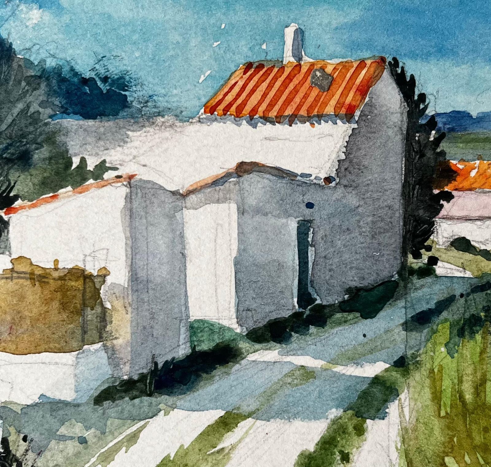 Pierre Neveusablet French Village Houses And Cypress Trees Provençal Landscape Study photo buy