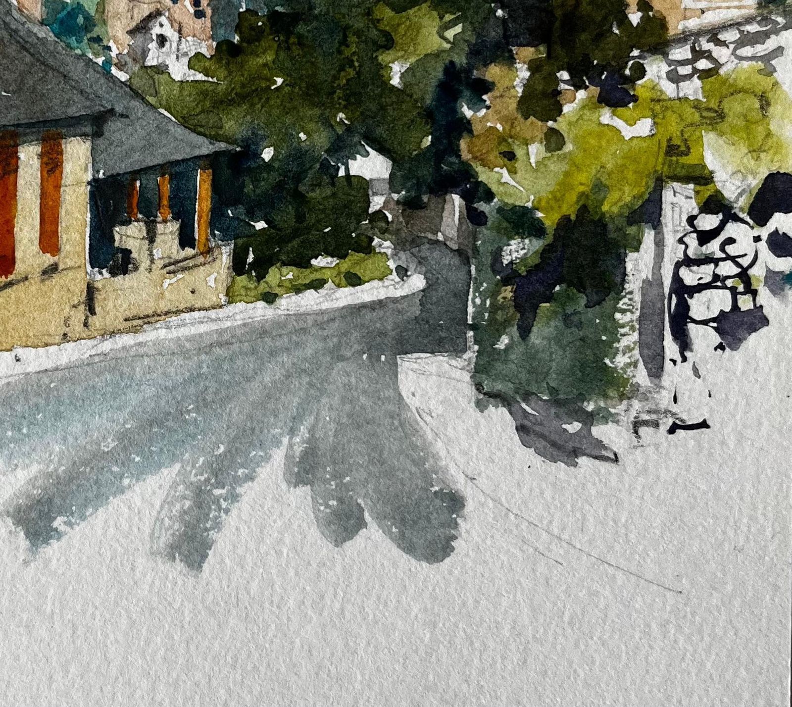 Pierre Neveuhilltop Village View In Kayac Dordogne Countryside Watercolour Study photo 606.0