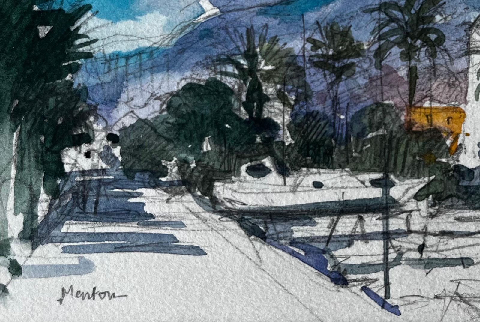 Pierre Neveumenton French Riviera Coastal Street Scene With Palm Trees And Hills photo 402.0