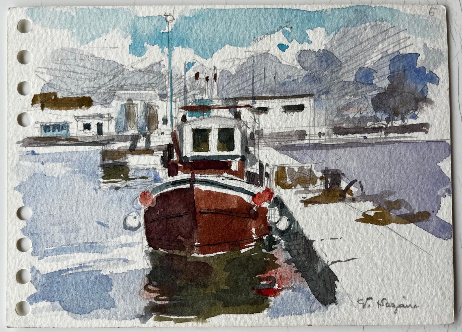 Pierre Neveusaint Nazaire French Fishing Boat At The Harbour Modern Coastal Study photo furniture