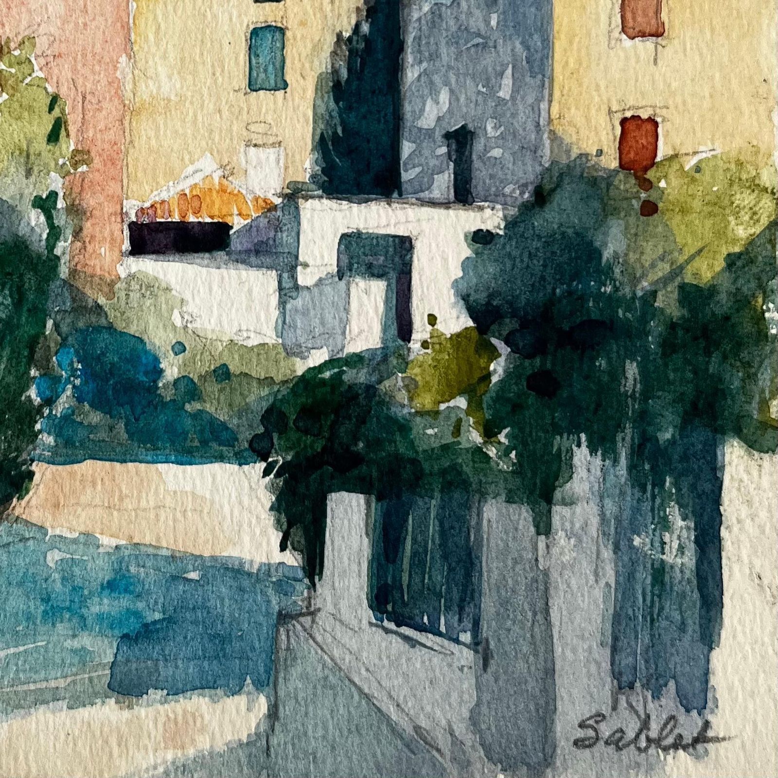 Pierre Neveusablet Village Church And Sunlit Houses Provençal French Landscape Study photo 483.0