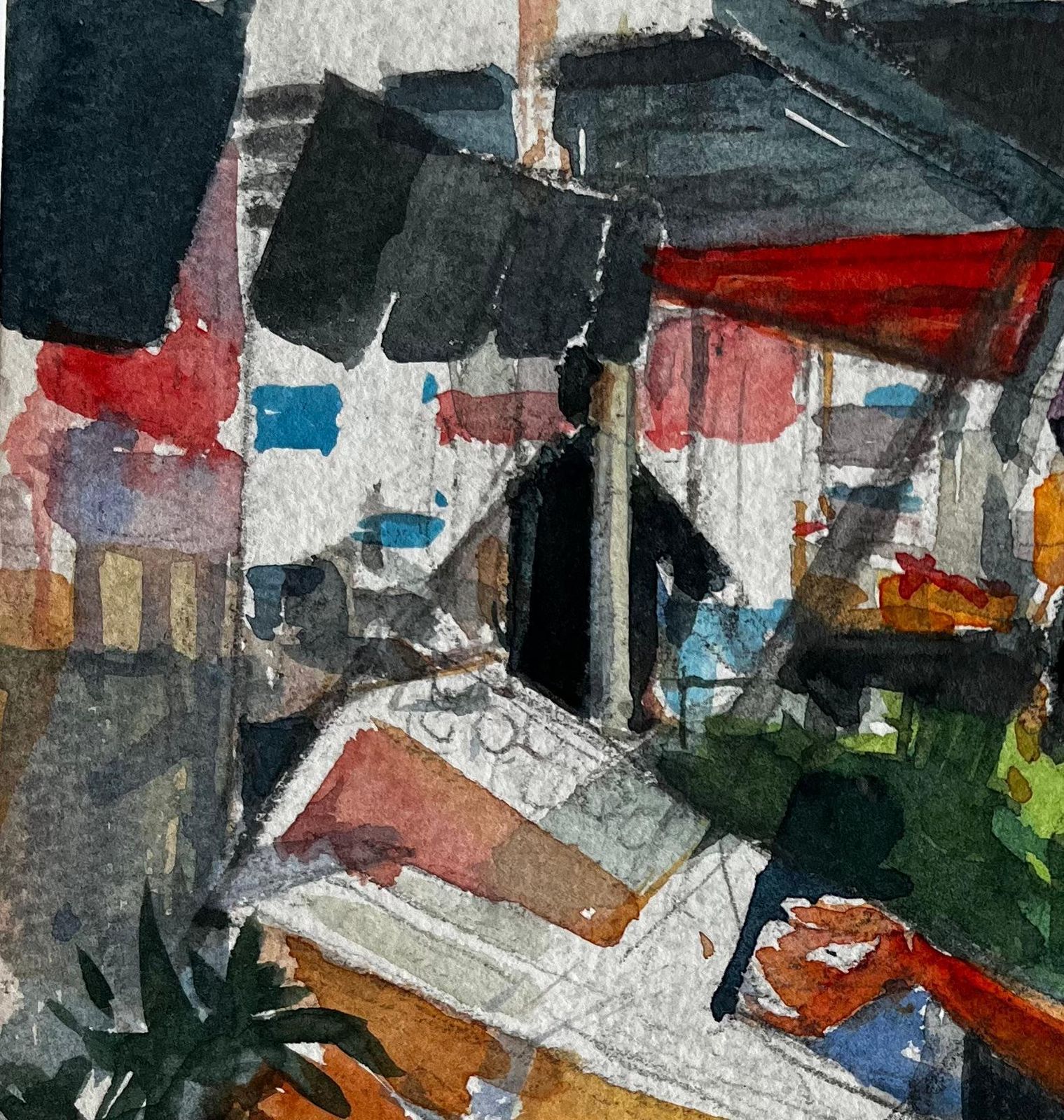 Pierre Neveuwoman Selecting Fruit At Market Stall French Riviera Watercolour Study photo 617.0