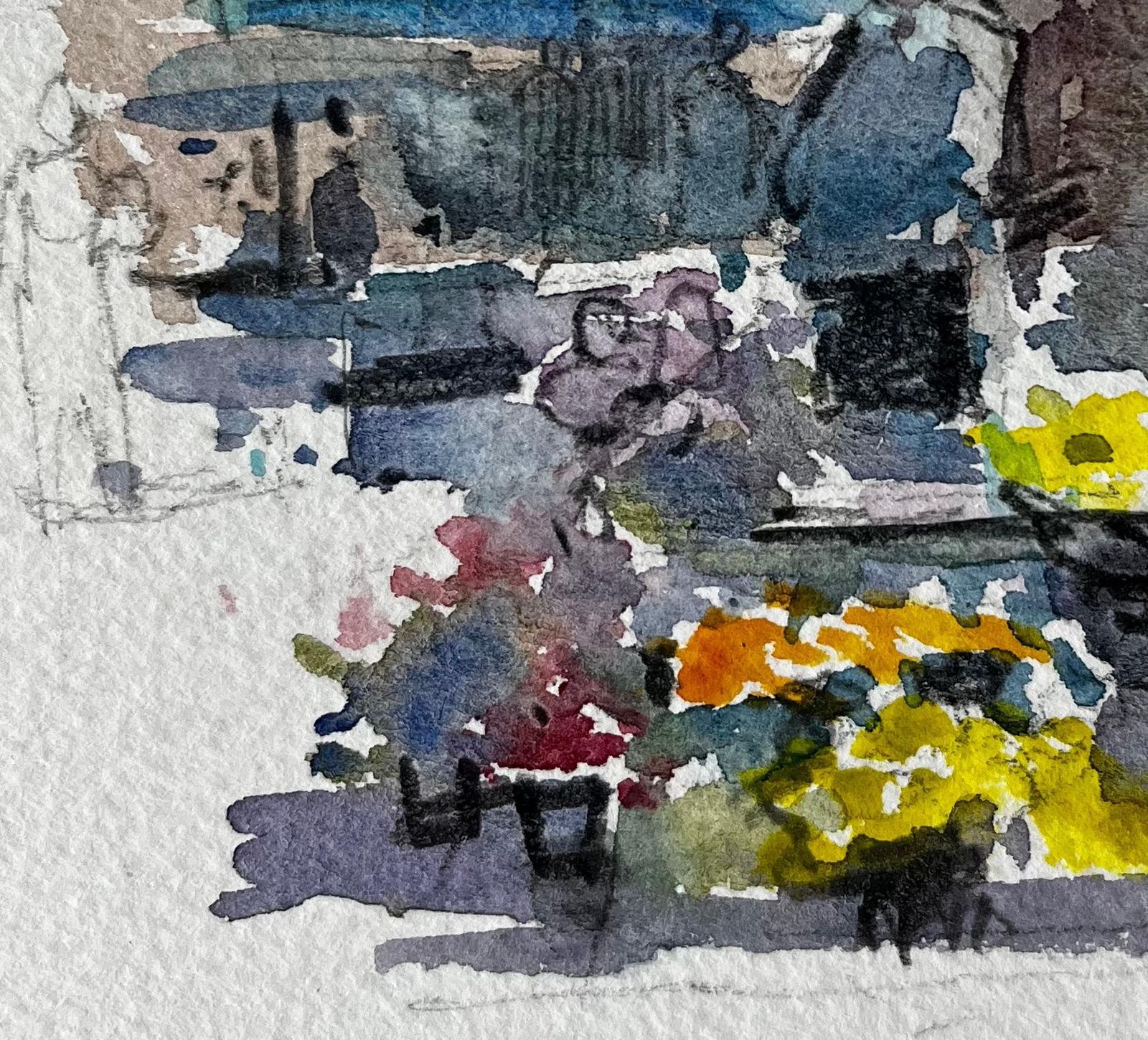 Pierre Neveuprovence Village Flower Market Scene Watercolour French Post Impressionist photo vinterior