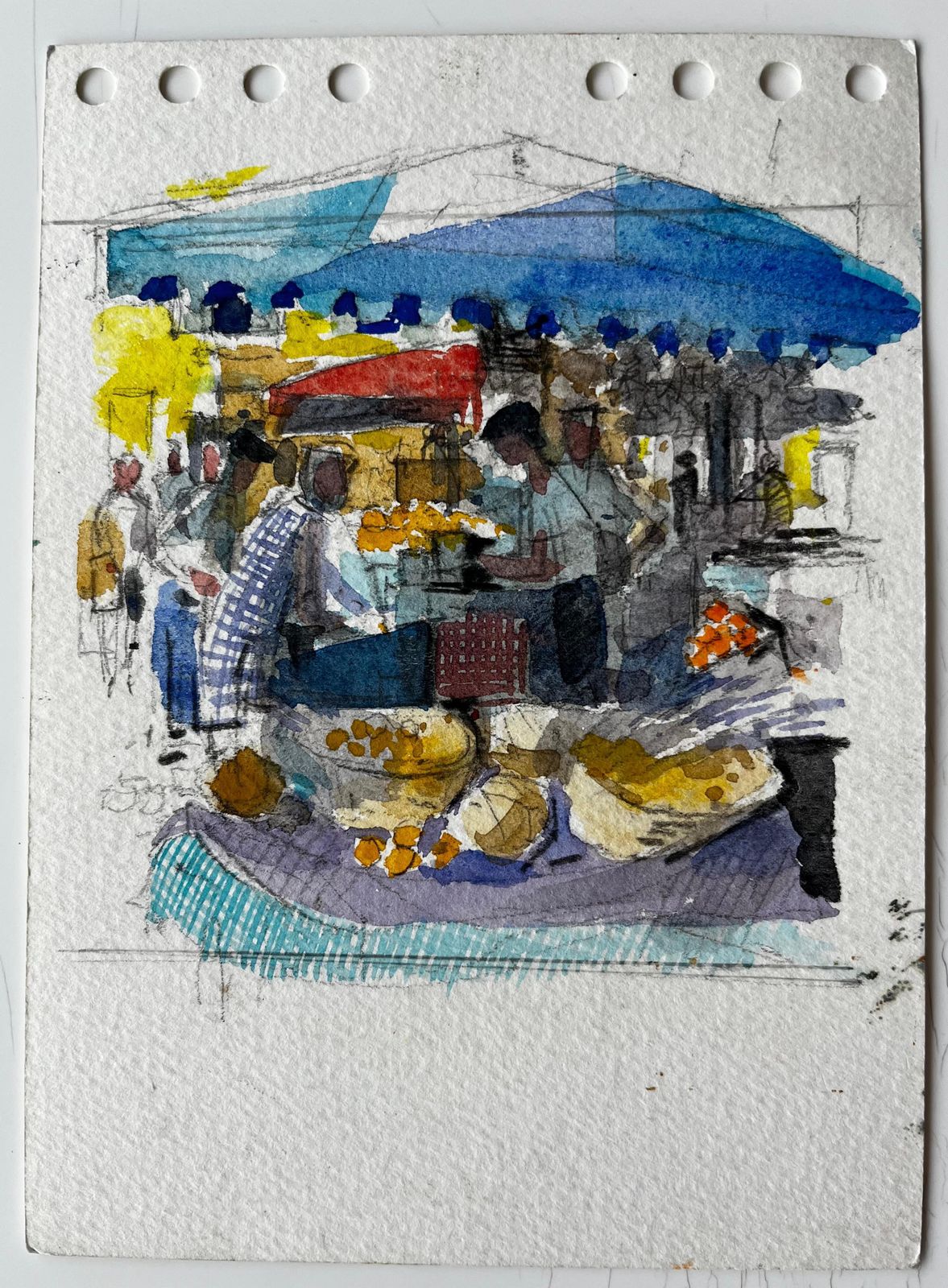 Pierre Neveuprovence Village Market Stall Scene Watercolour French Post Impressionist photo furniture