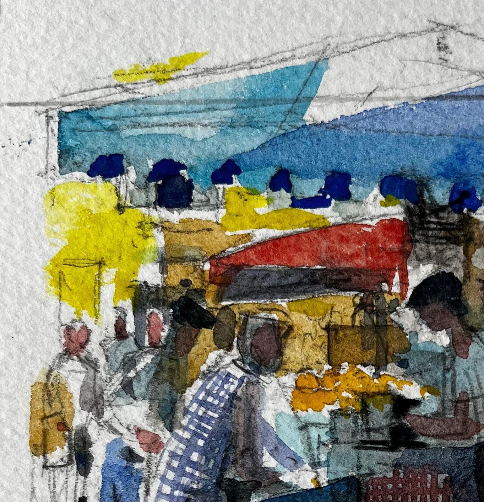 Pierre Neveuprovence Village Market Stall Scene Watercolour French Post Impressionist photo for sale