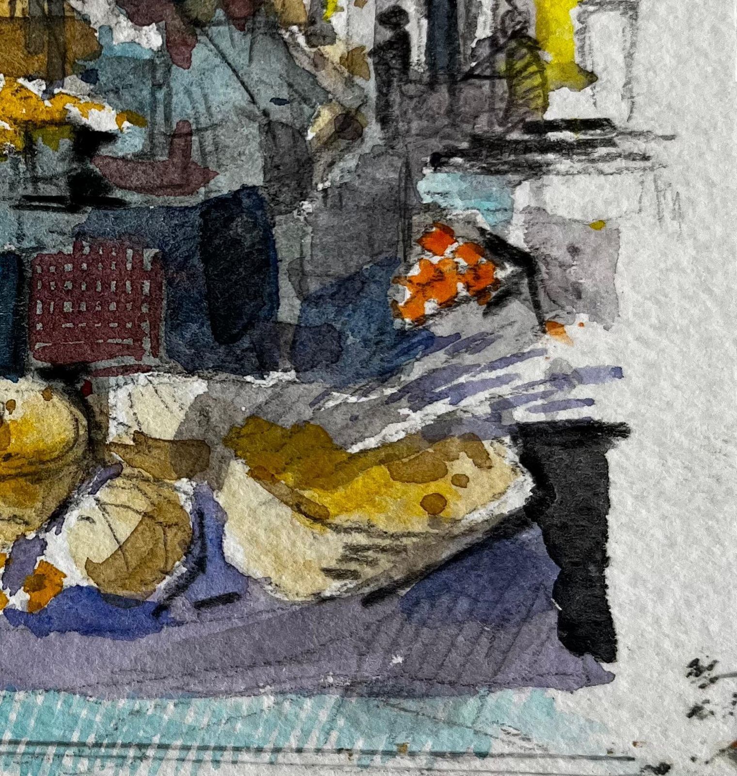 Pierre Neveuprovence Village Market Stall Scene Watercolour French Post Impressionist photo 382.0