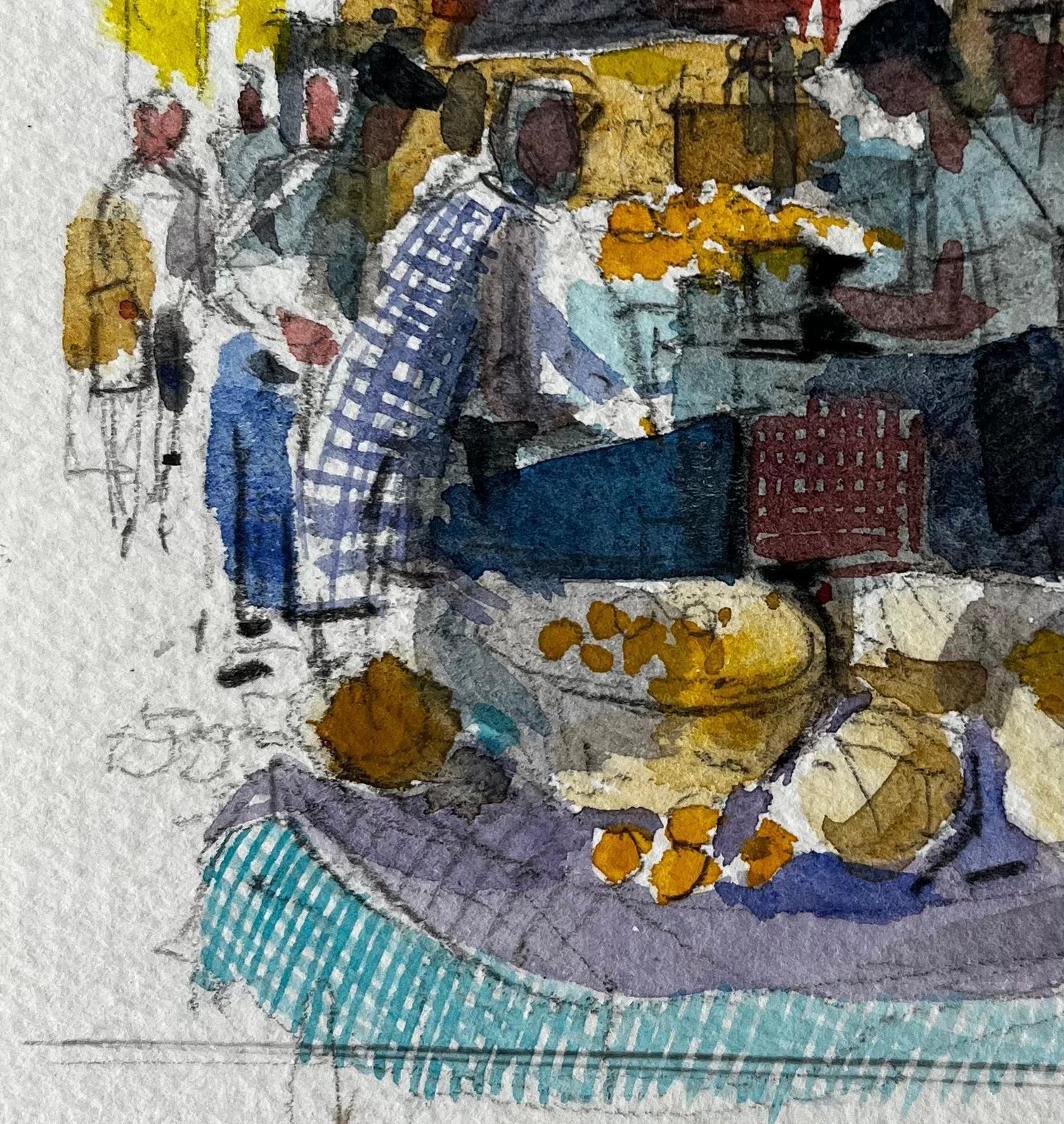 Pierre Neveuprovence Village Market Stall Scene Watercolour French Post Impressionist photo vinterior