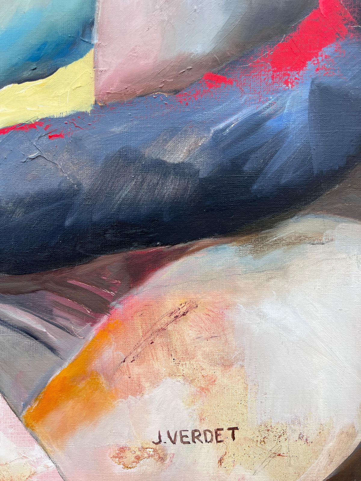 Jacqueline Verdet (1931 2023)huge French Contemporary Modernist Abstract Oil Painting The Piano Player photo 1527.0