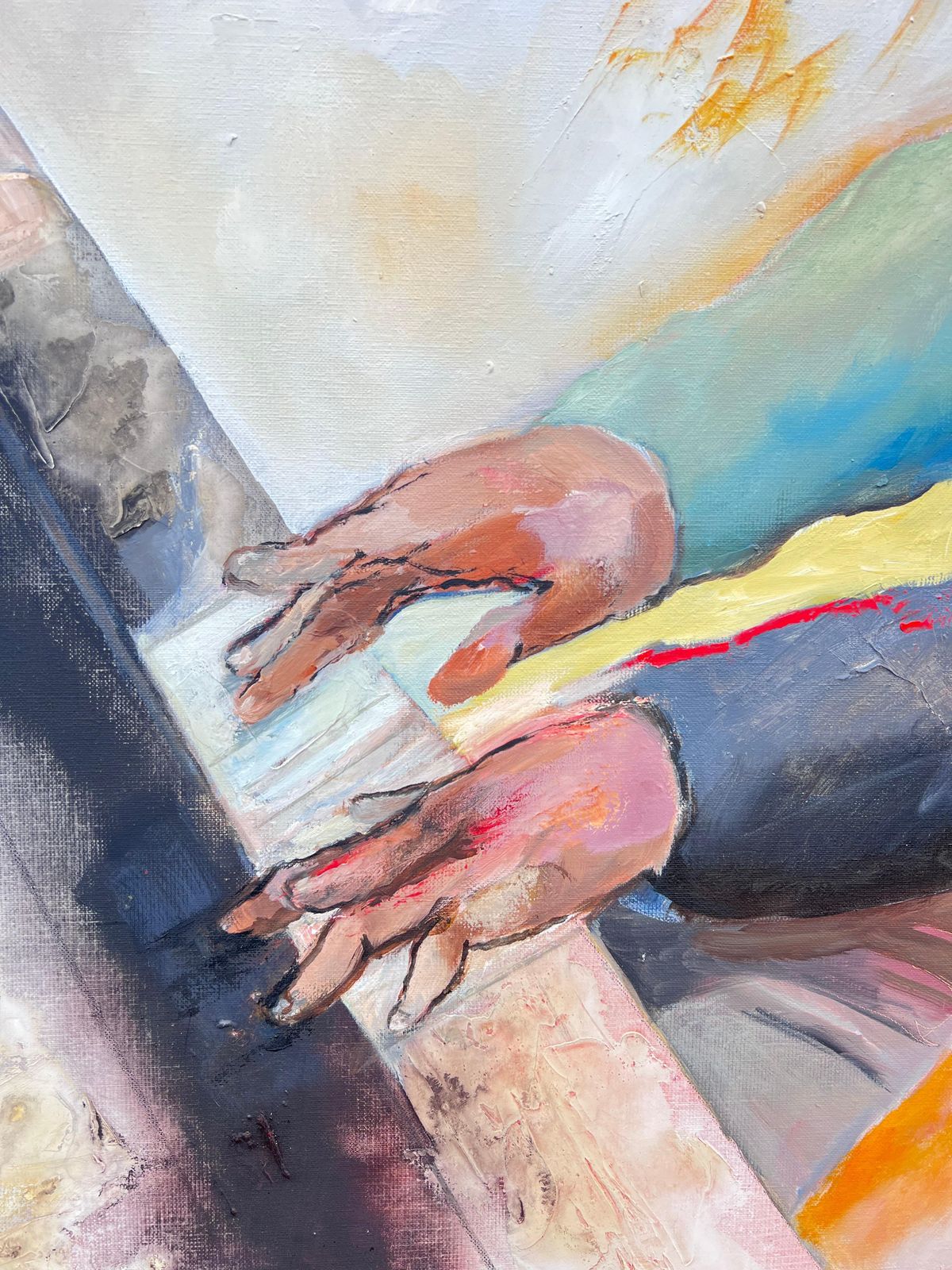 Jacqueline Verdet (1931 2023)huge French Contemporary Modernist Abstract Oil Painting The Piano Player photo vinterior