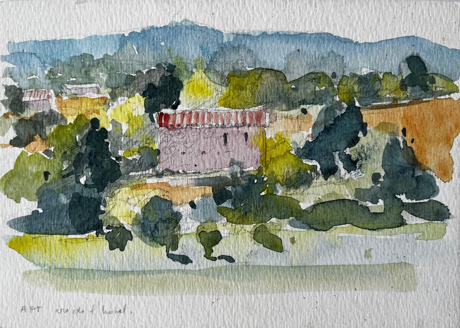 Pierre Neveuapt Countryside Farmhouse Landscape Watercolour French Post Impressionist
