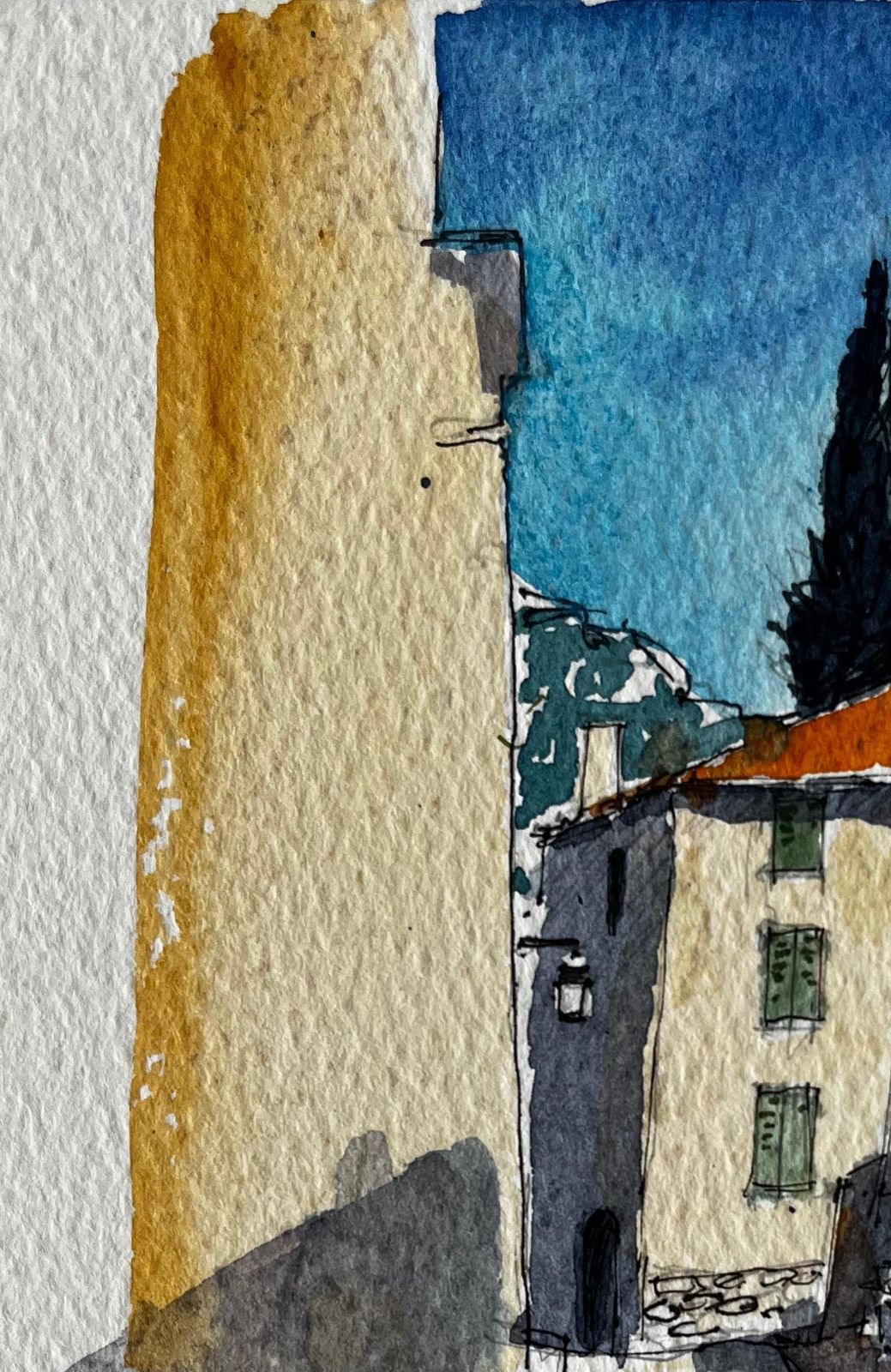 Pierre Neveucastellar Village Street Scene Provence Watercolour French Post Impressionist photo Art