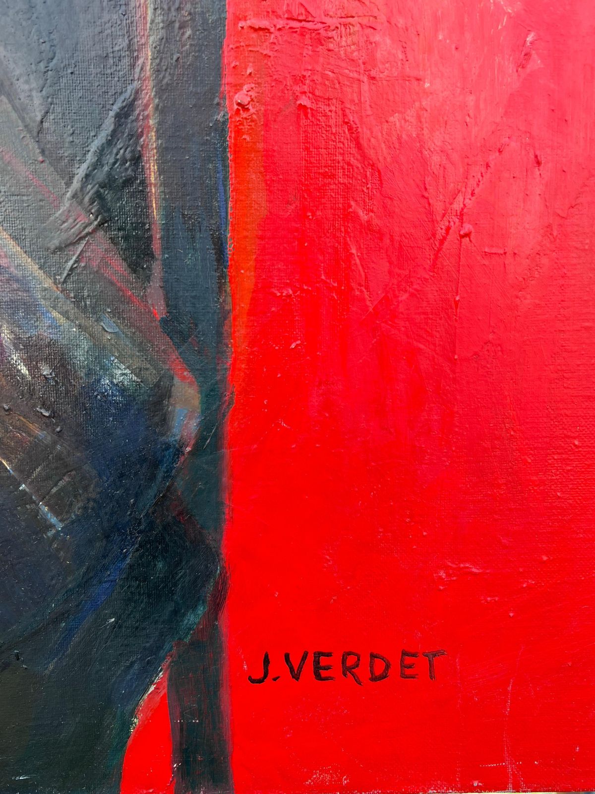 photo furniture Jacqueline Verdet (1931 2023)huge French Contemporary Modernist Abstract Oil Painting Shapes And Forms
