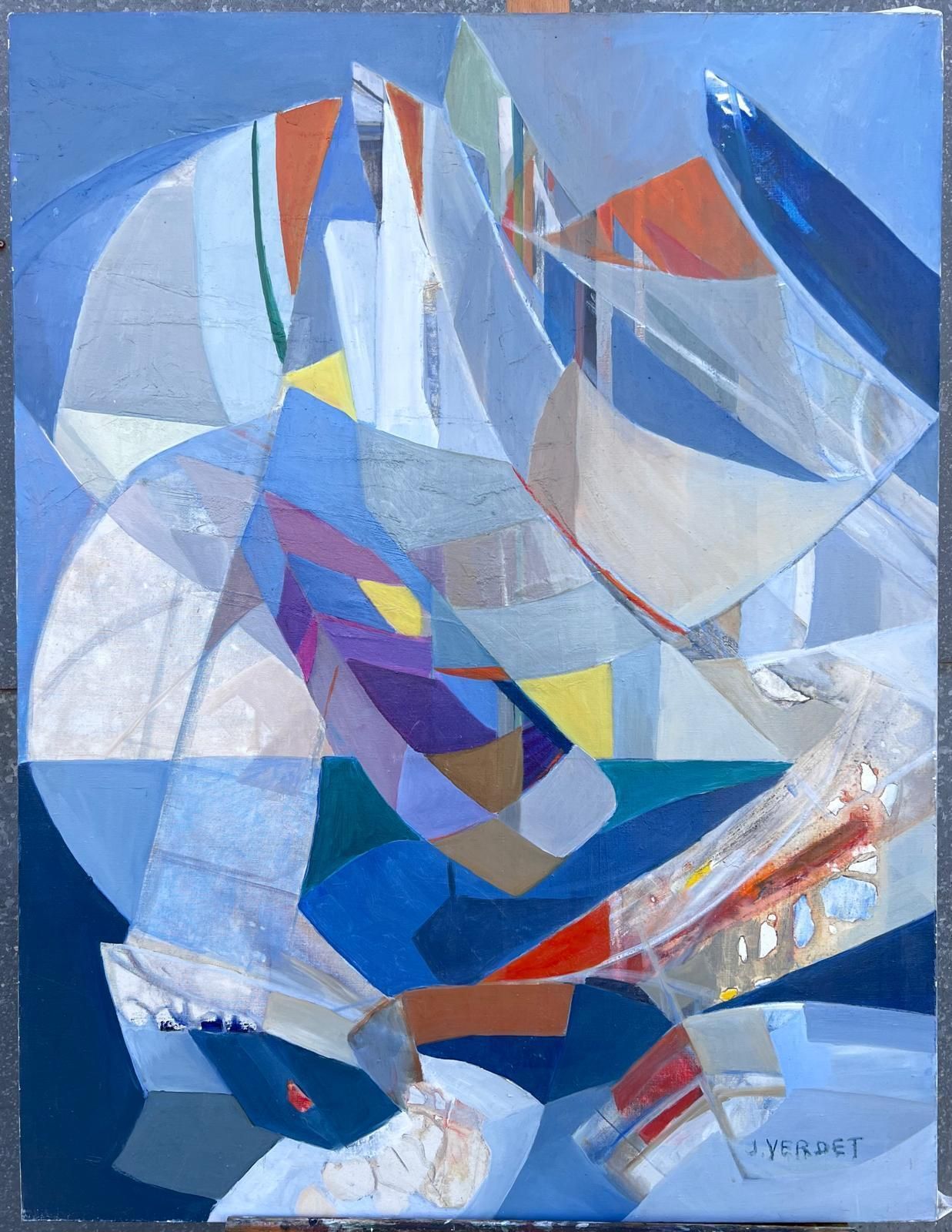 Jacqueline Verdet (1931 2023)huge French Contemporary Modernist Abstract Oil Painting Multi Colors photo furniture