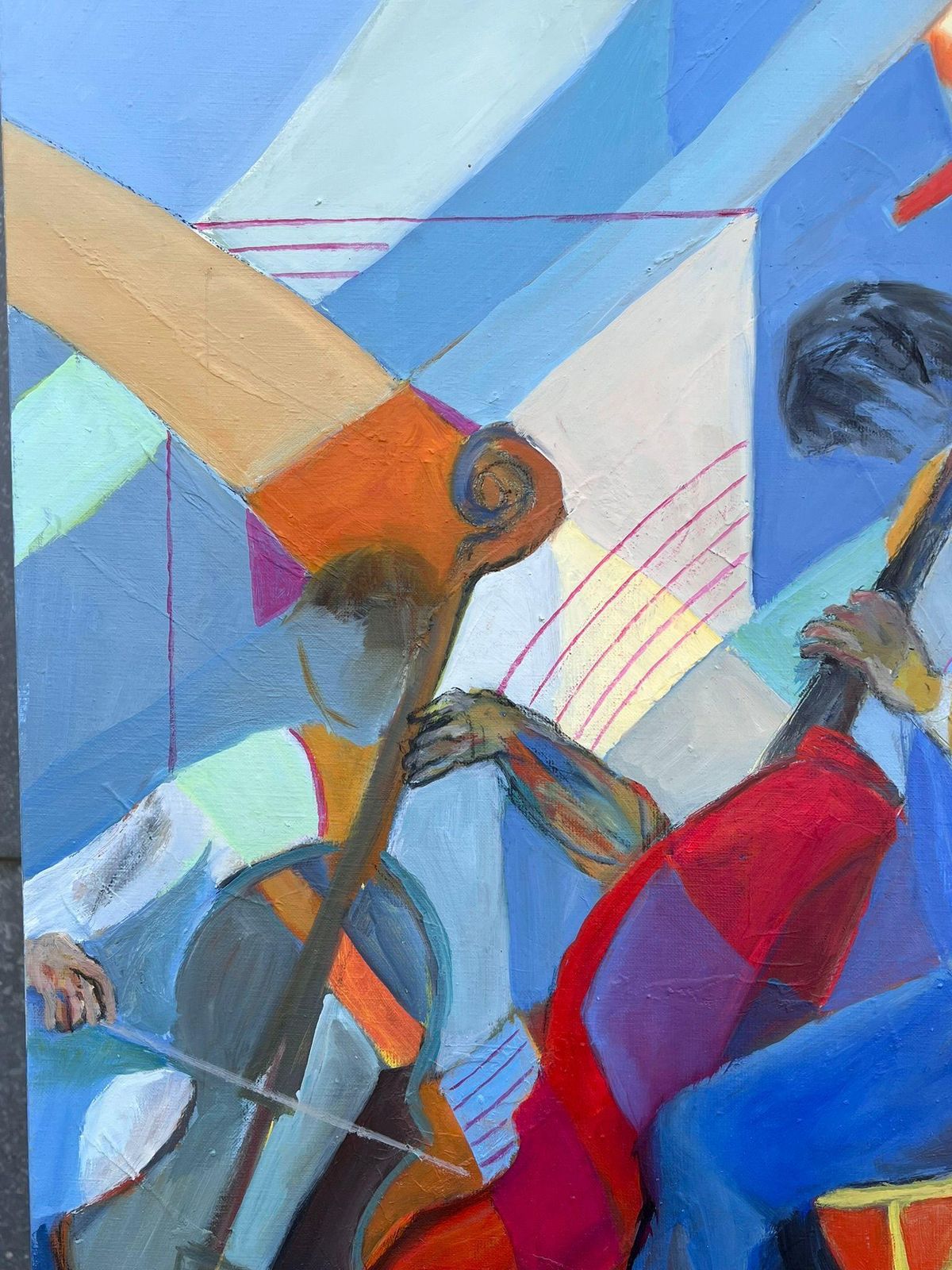 Jacqueline Verdet (1931 2023)huge French Contemporary Modernist Abstract Oil Painting Musicians Double Bass photo Art