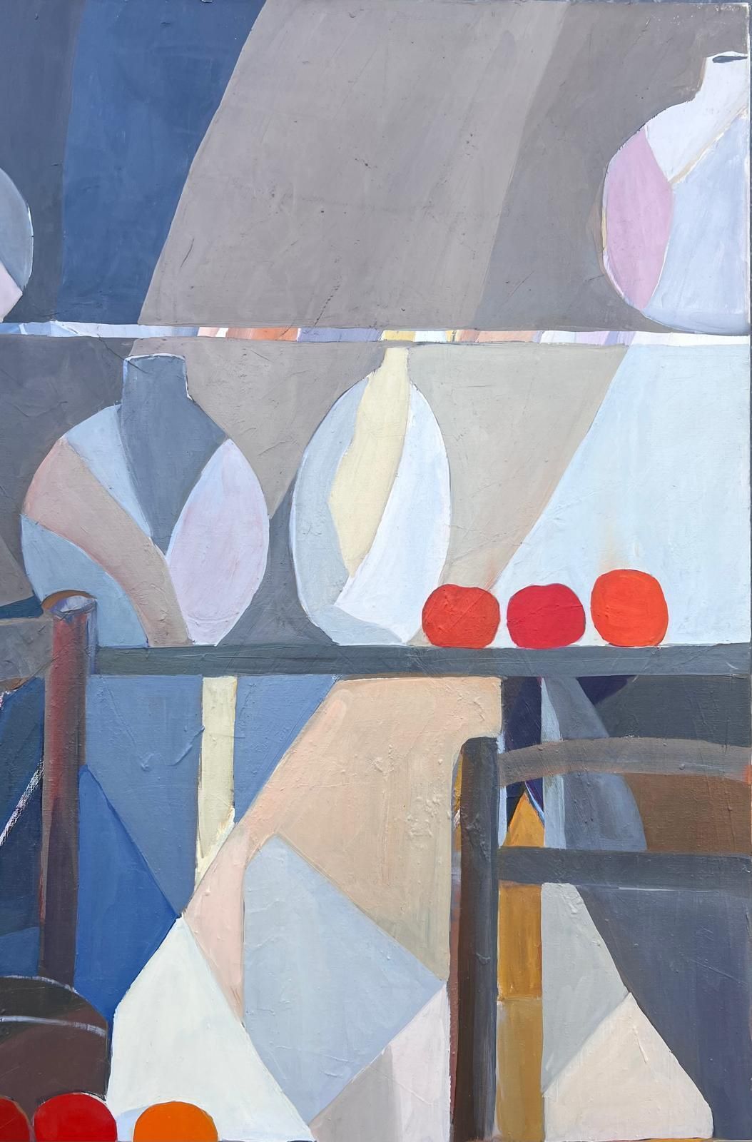 Jacqueline Verdet (1931 2023)huge French Contemporary Modernist Abstract Oil Painting Cafe Chairs Bistro photo Art