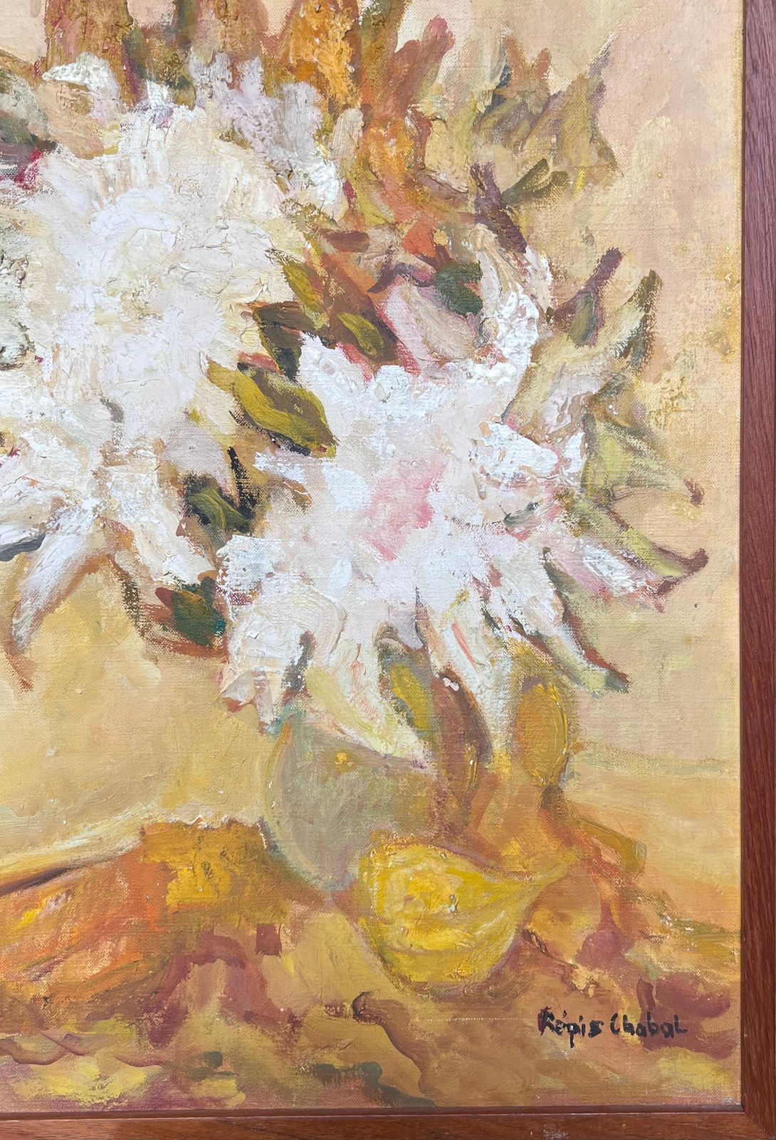 Regis Chaballarge French 20th Century Post Impressionist Signed Oil Sunflowers Still Life photo buy