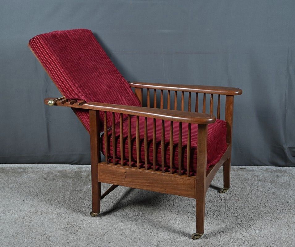 Morris Armchair In Mahogany  Arts And Crafts Style  Early 20th Century photo vintage