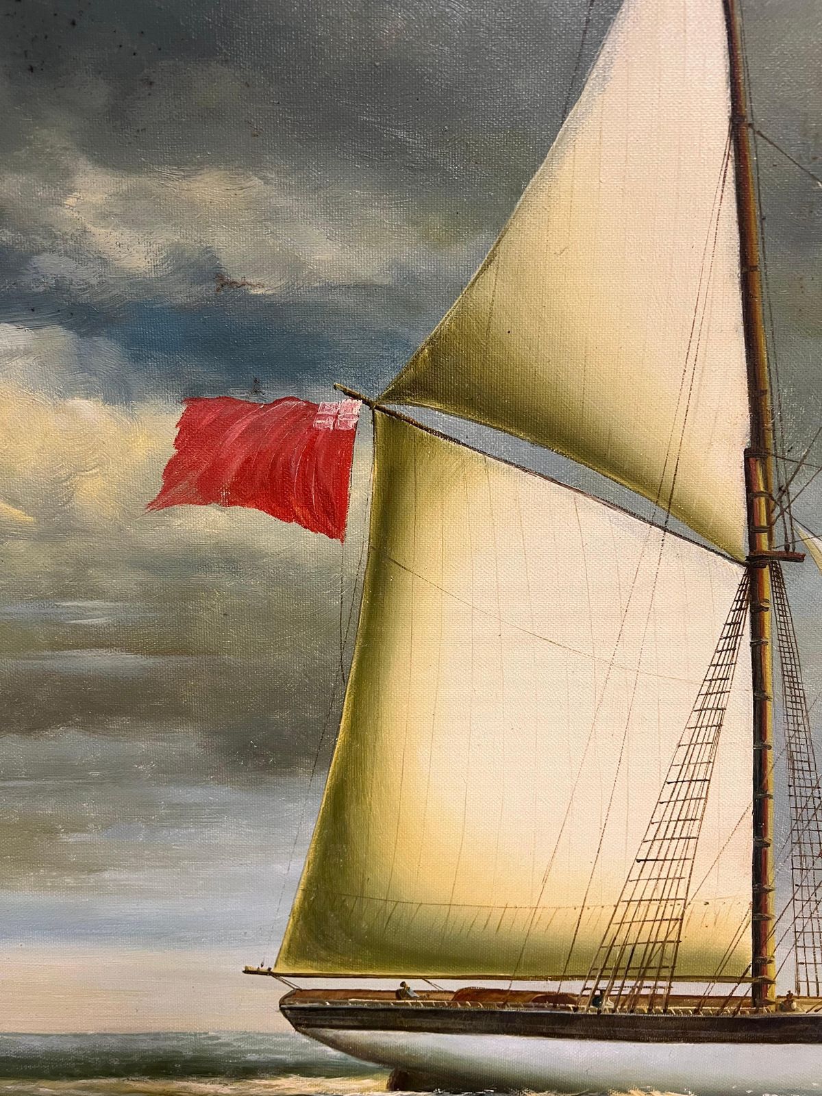 English Schoolgrand Scale Huge Maritime Oil Painting Of A Fully Rigged Tall Ship At Sea photo buy