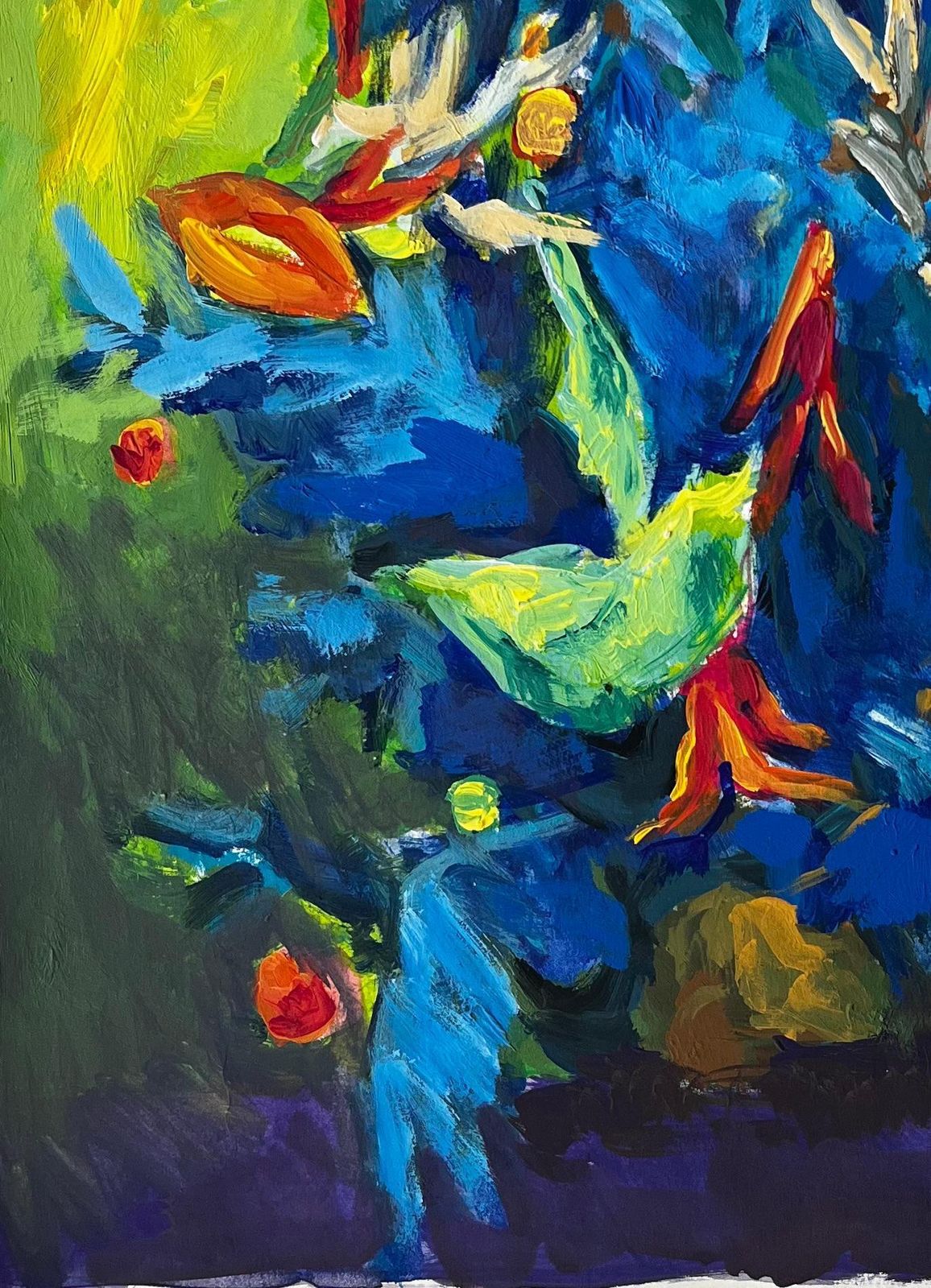 Guy Nicodstill Life With Blue And Green Foliage French Modernist Gouache photo Art