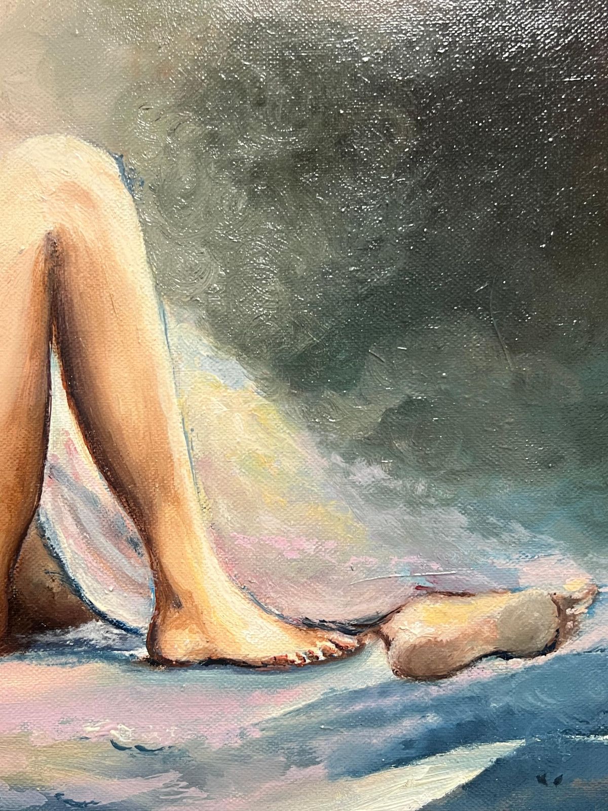 French Schoolfrench Reclining Nude In Dreamlike Light Radiant Serenity Framed Oil Painting20th Century photo vinterior