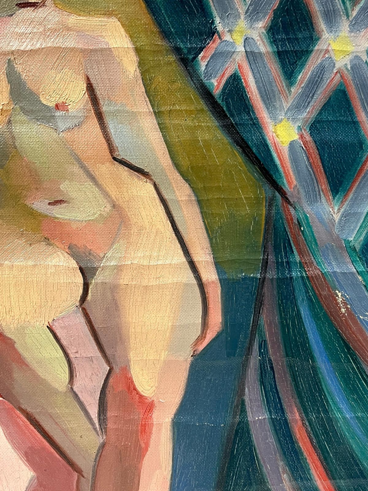 Henri Van Der Beck1930's French Cubist Signed Oil Nude Lady1930's photo 713.0