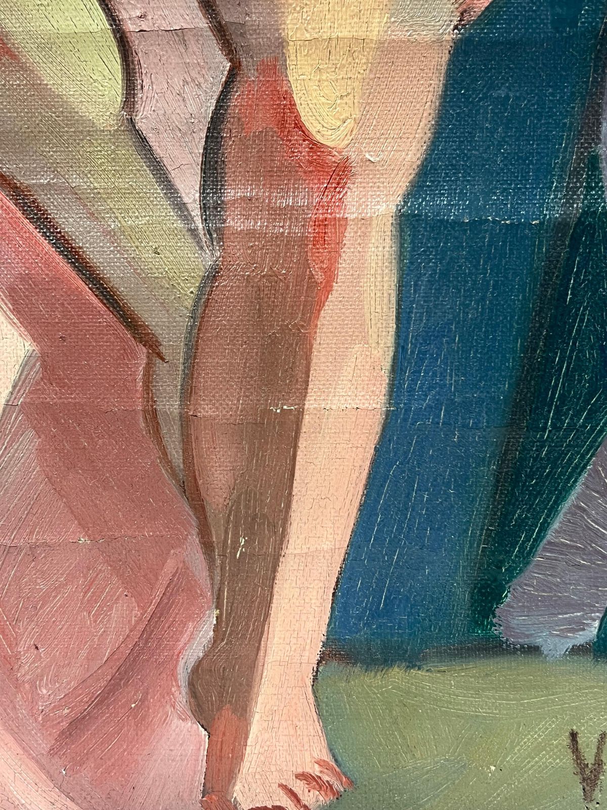 Henri Van Der Beck1930's French Cubist Signed Oil Nude Lady1930's photo vintage