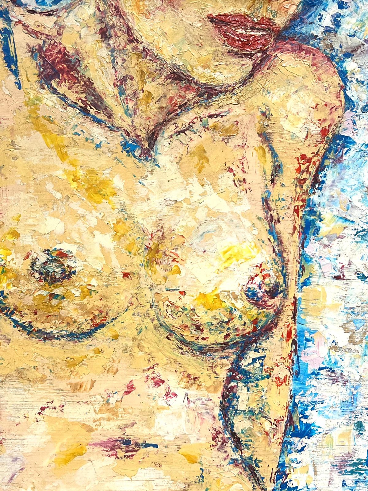French Schoolabstract Nude Female Form Bold Textured Expressionist 20thc French Oil Paintingmid 20th Century photo for sale