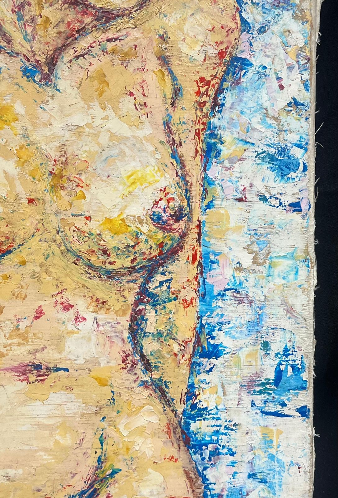 French Schoolabstract Nude Female Form Bold Textured Expressionist 20thc French Oil Paintingmid 20th Century photo vintage