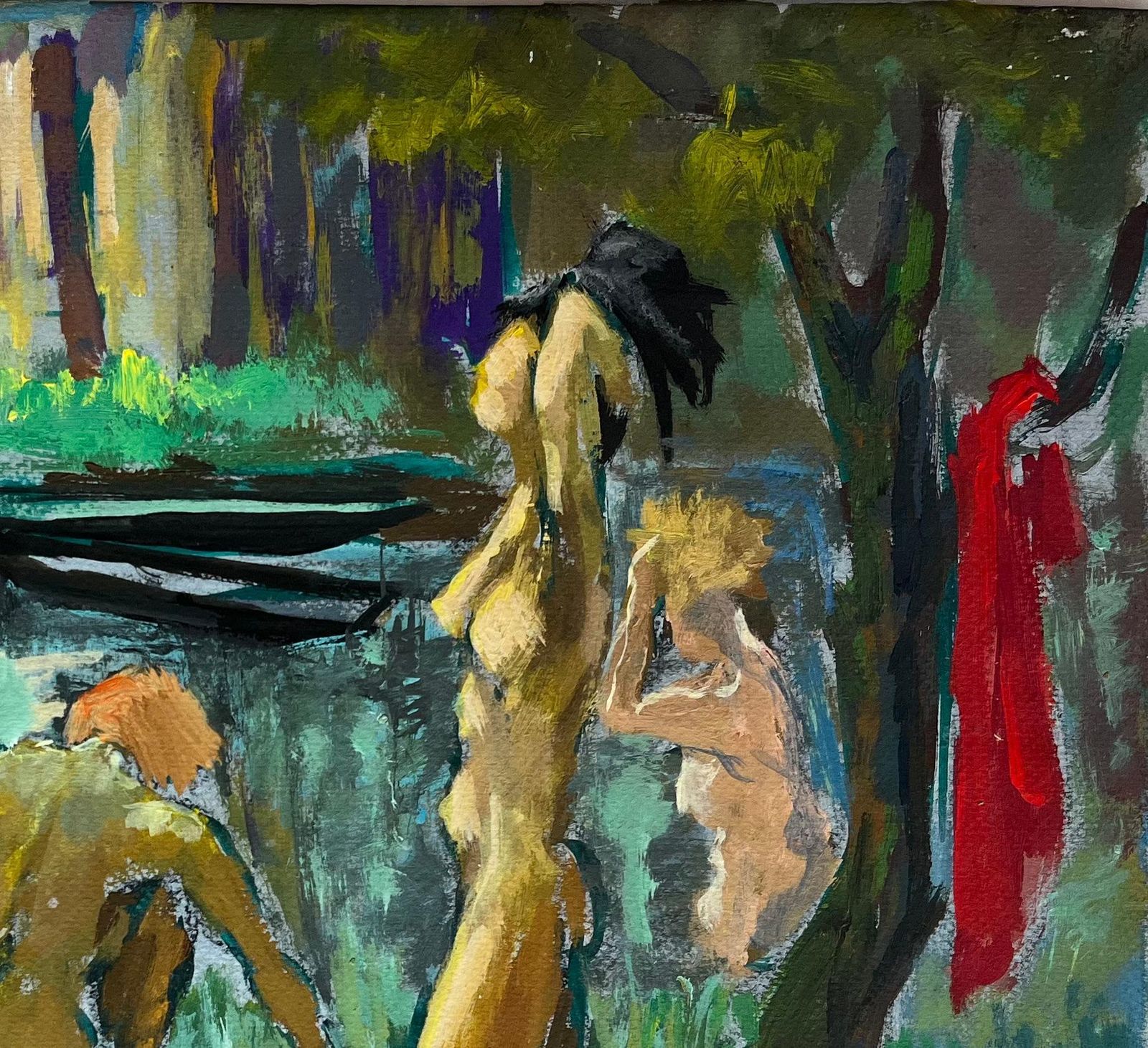 Nude Bathers By The River French Modern Oil Painting By Guy Nicod photo vinterior