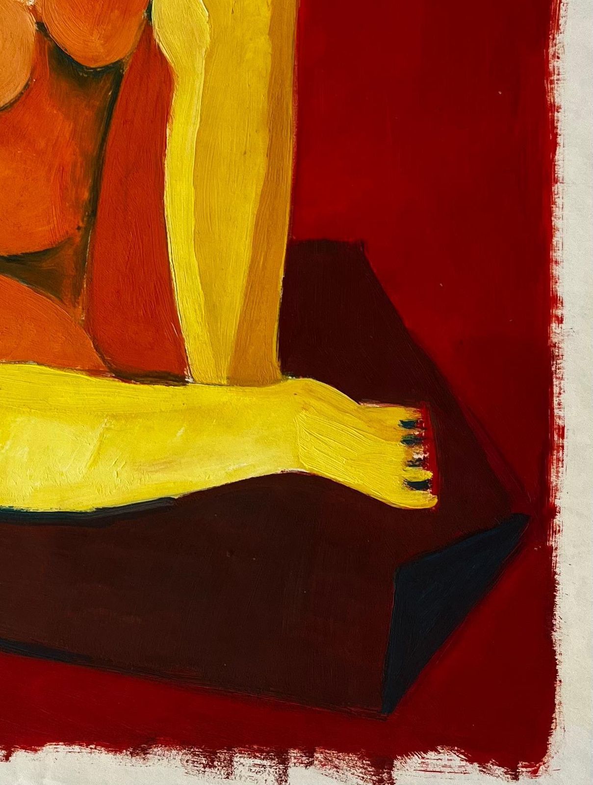 Guy Nicodabstract Seated Nude With Red Background French Modern Figurative Gouache photo 683.0