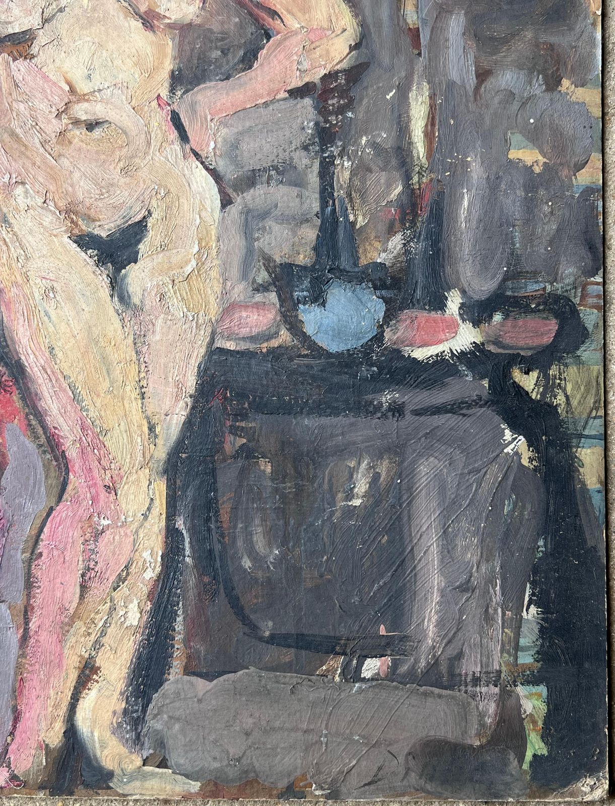 Suzanne Dinkesmid Century French Impressionist Painting Nude Study Of A Dark Haired Lady1950's photo vinterior