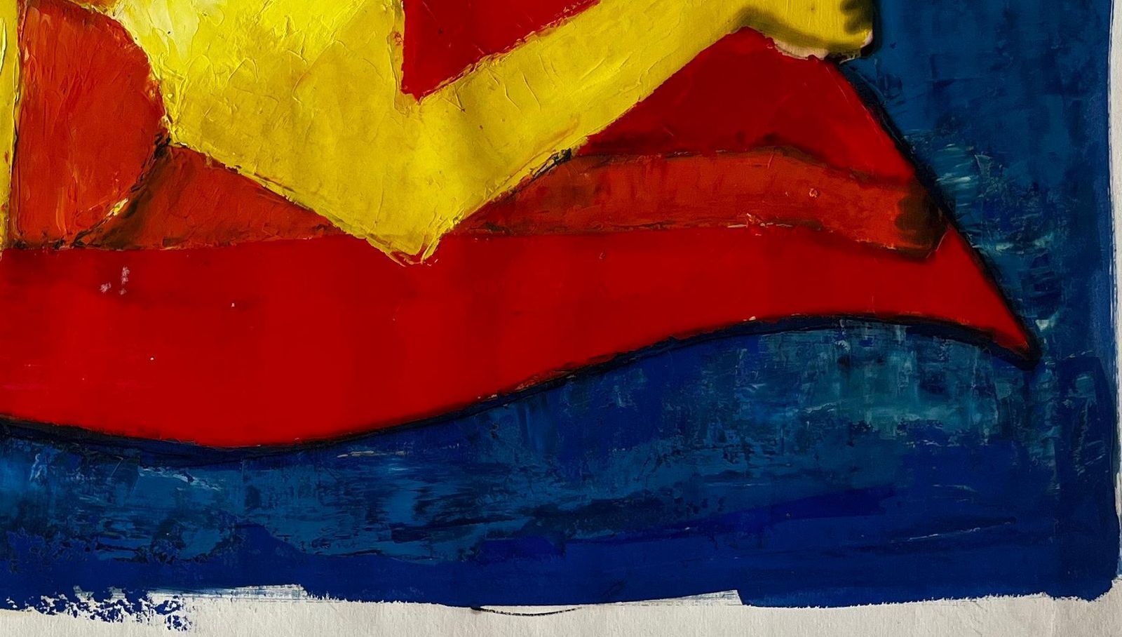 Guy Nicodreclining Nude On Red And Blue Modern Abstract French Oil Painting photo vinterior