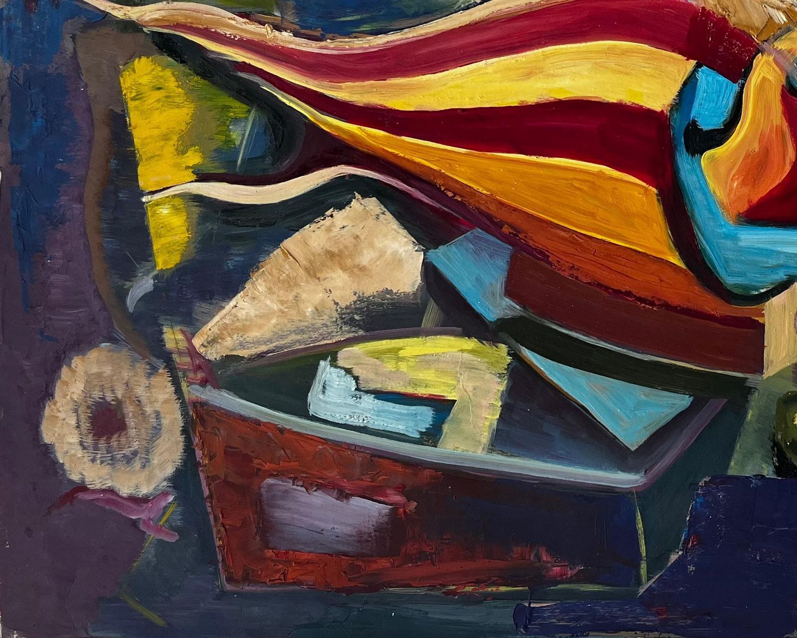 Guy Nicodabstract Surrealist Seascape With Vibrant Geometric Forms French Modernist Oil photo buy
