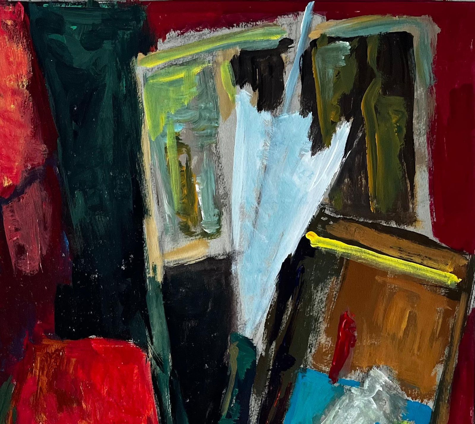 Guy Nicodfrench Modern Oil Colourful Still Life With Fabrics Bottles And Picture Frames photo Art