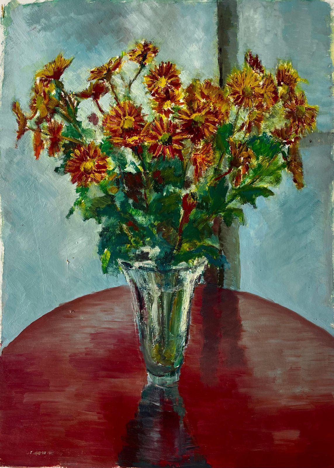 Guy Nicod Still Life With Chrysanthemums French Modern Floral Oil Painting