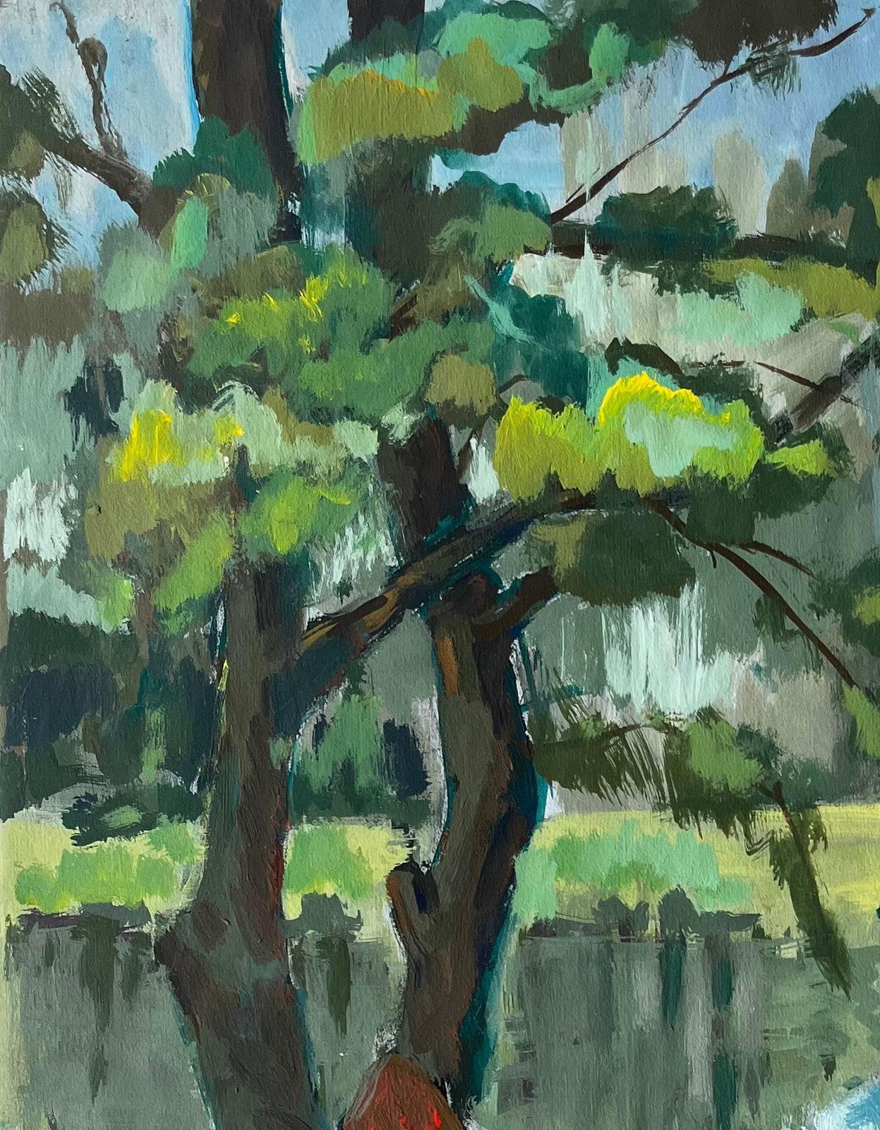 Couple By The Riverside French Modern Oil Painting By Guy Nicod photo 841.0