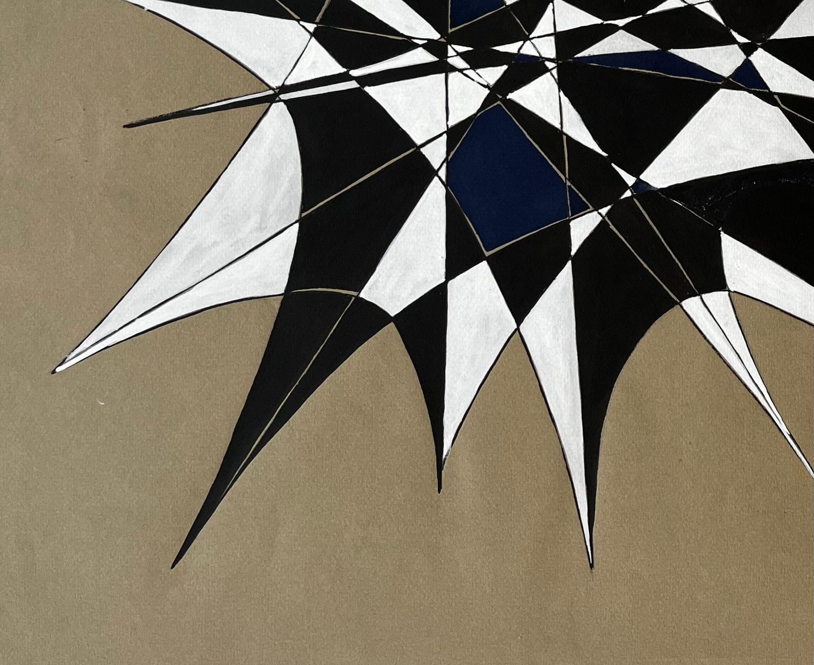 Serge Guerin (1916)mid Century French Geometric Abstract In Black White And Navy Signed Sg photo 733.0