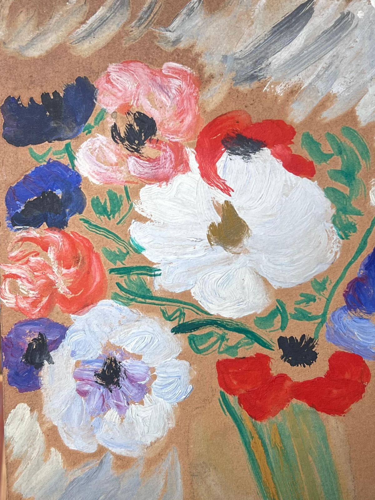 Suzanne Dinkesmid Century French Impressionist Vintage Oil Vibrant Still Life Flowers1950's photo 305.0