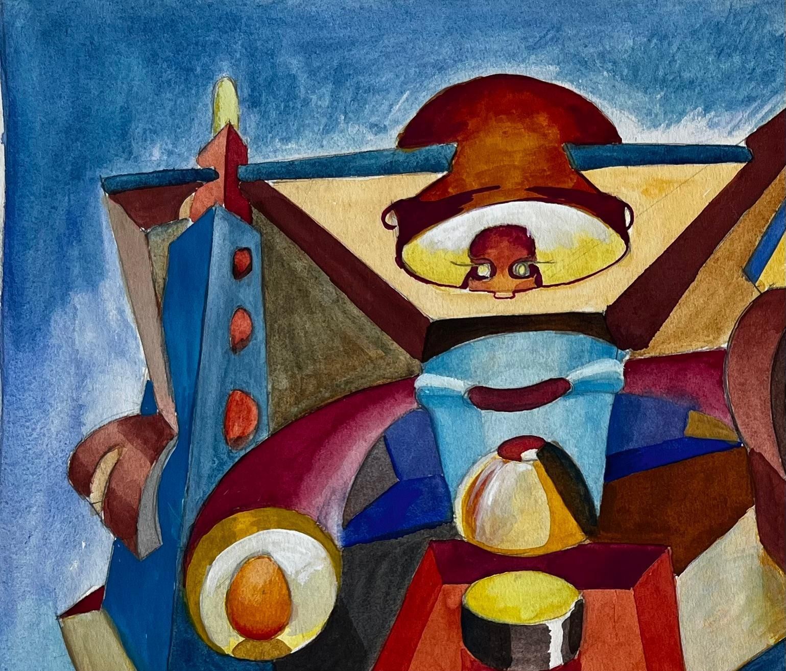 Abstract Interior Composition French Modernist Watercolour By Guy Nicod photo 743.0