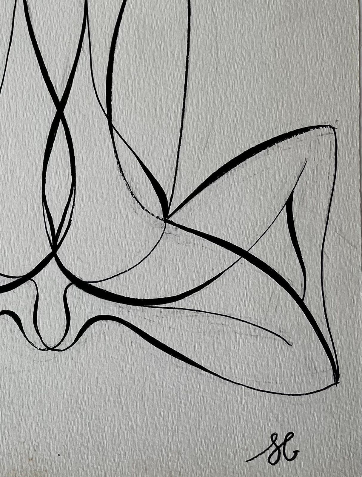 Serge Guerin (1916)mid Century French Abstract Line Drawing Twin Female Figures Ink On Paper photo 611.0
