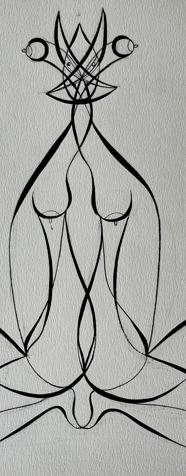 Serge Guerin (1916)mid Century French Abstract Line Drawing Twin Female Figures Ink On Paper photo buy