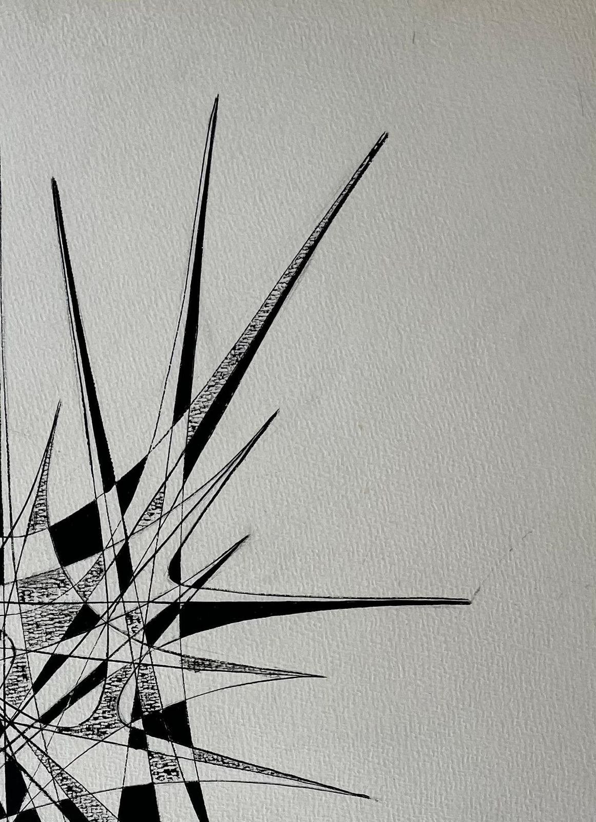 Serge Guerin (1916)architectural Abstract Ink Composition By Serge Guerin French B1916 photo Art