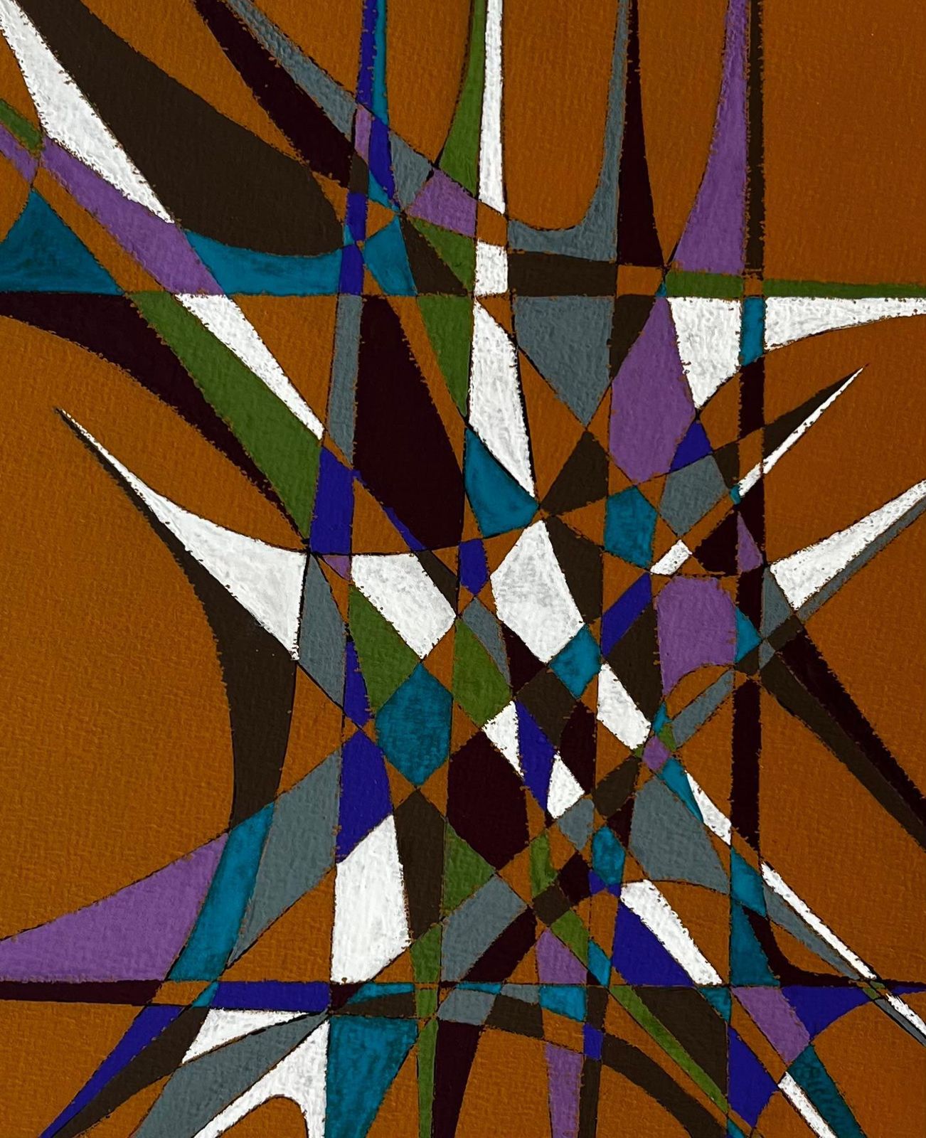 Serge Guerin (1916)mid Century French Geometric Abstract Composition In Earth And Jewel Tones photo buy
