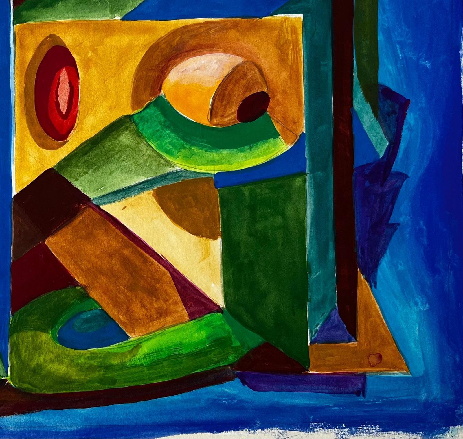 Architectural Rhythm French Modernist Gouache By Guy Nicod photo for sale