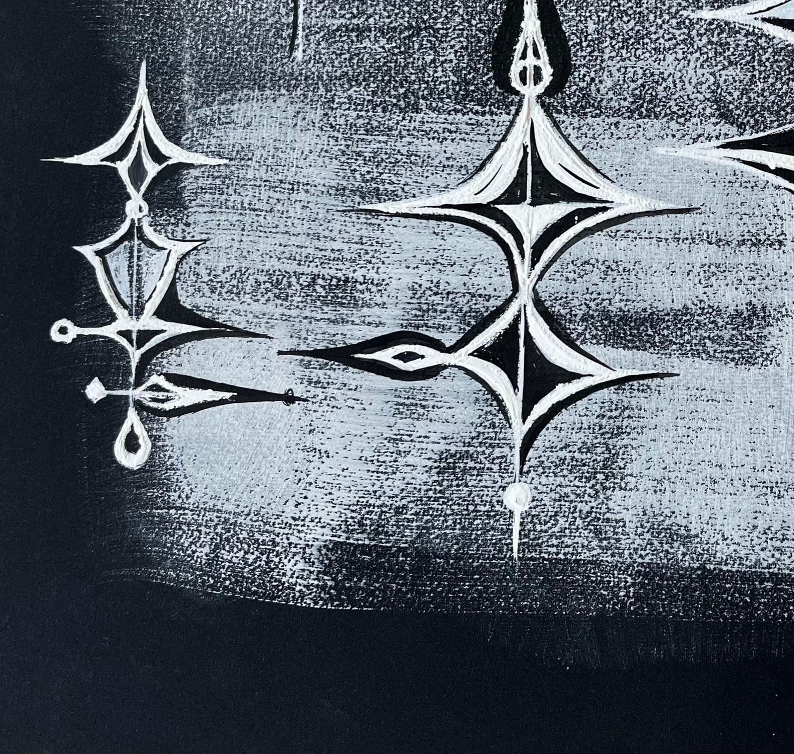 Serge Guerin (1916)mid Century French Abstract Cosmic Composition White On Black Paper photo 712.0